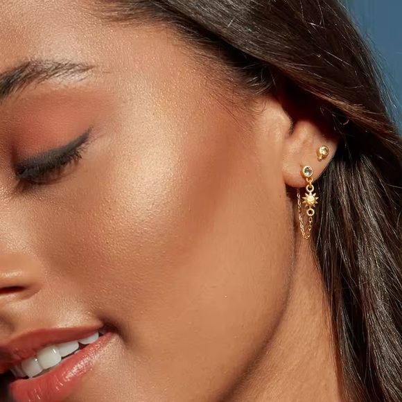 Boho Celestial Sun & Moon‎ Mismatching Drop Earrings Waterproof Hypoallergenic - Picture 5 of 6